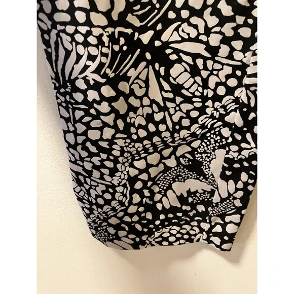 Chico's Black Label Pants Size 10 Silk Blend Elastic Waist NWT Black Beige